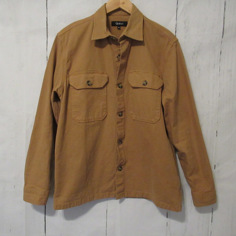 Quince Shirt M Camel Brown Double Brushed Canvas Overshirt Shacket Granola